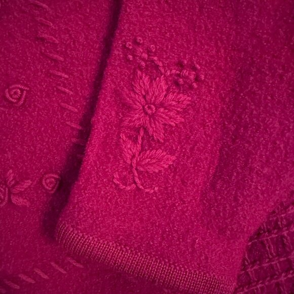 Vtg Embroidered Wool Lady Jacket Cardigan Christmas Sweater sz M - Picture 6 of 13